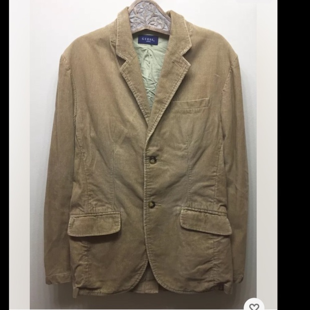 Guess Men’s Corduroy Sport Jacket Blazer Distressed Style Light Tan 2 Button M
